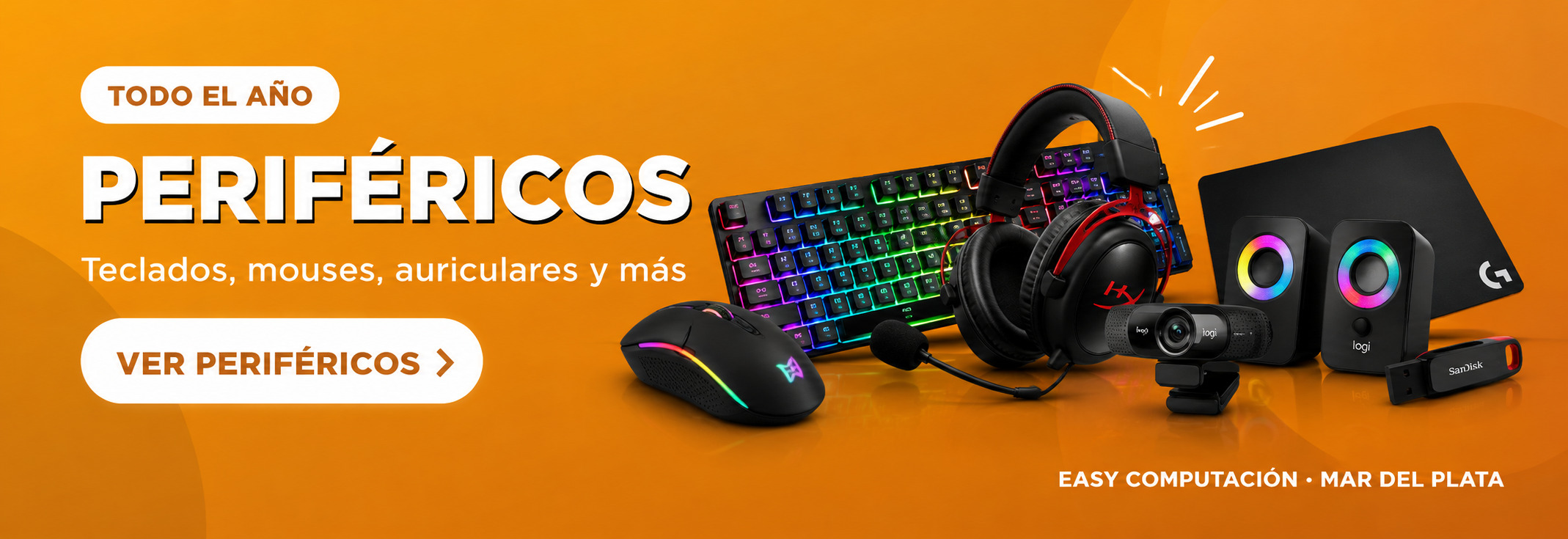 Periféricos - Teclados, mouses, auriculares y más